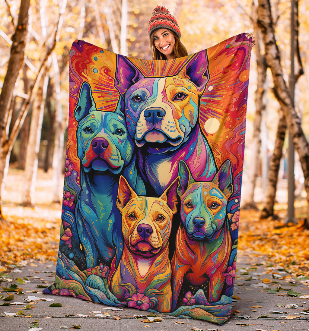 American Staffordshire Terri Blanket, Trippy Psychedelics American Staffordshire Terri Fleece Blanket, American Staffordshire Terri Throw Blanket, American Staffordshire Terri Gifts