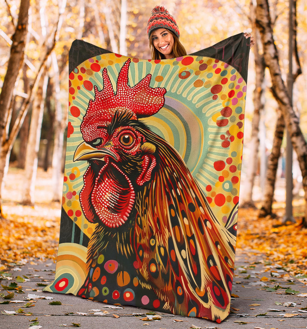 Chicken Blanket, Trippy Psychedelics Chicken Fleece Blanket, Chicken Throw Blanket, Chicken Gifts