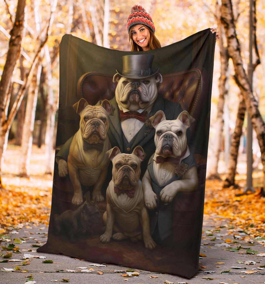 Bulldog Family Blanket, Bulldog Gifts, Bulldog Blanket, Bulldog Throw Blanket