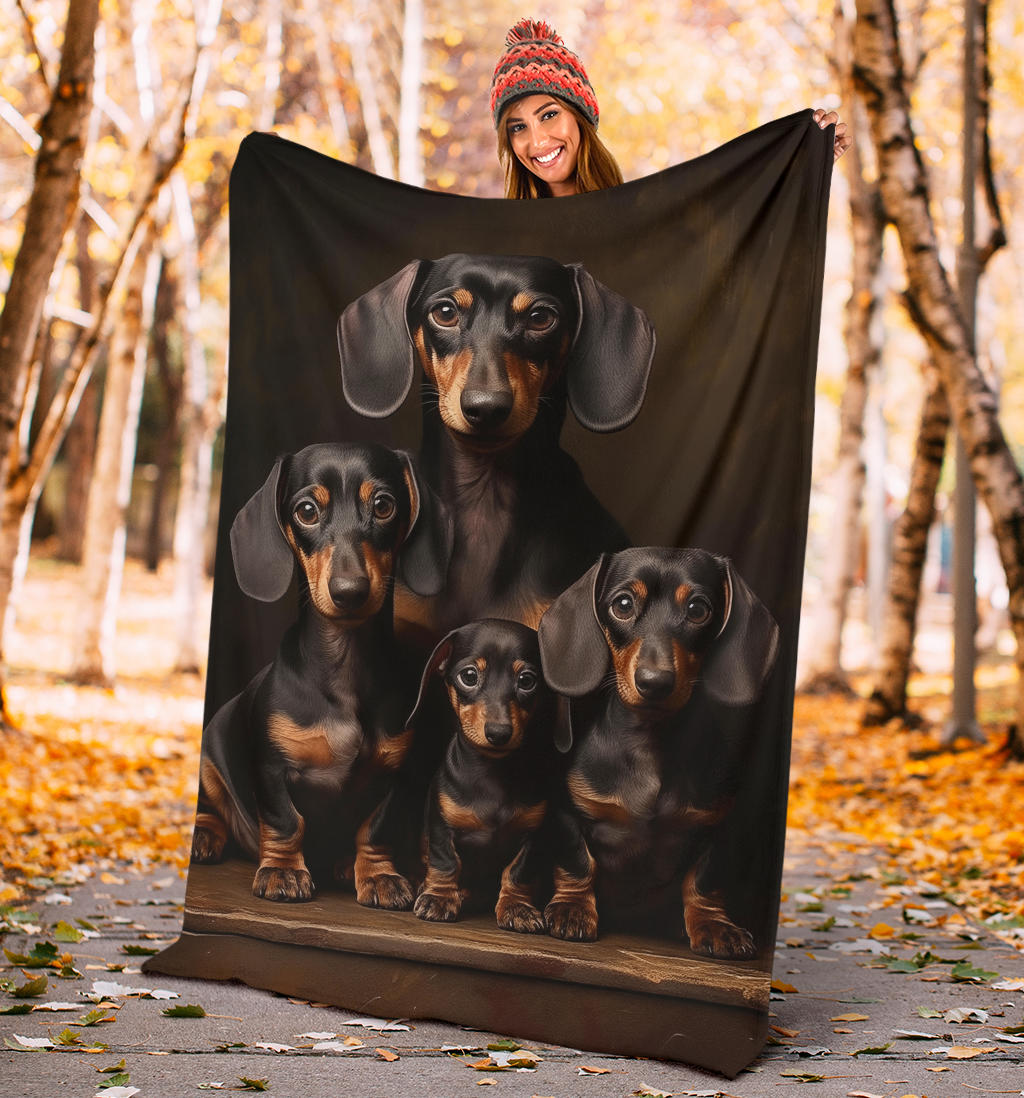 Dachshund Family Blanket, Dachshund Fleece Blanket, Dachshund Gifts, Dachshund Throw Blanket