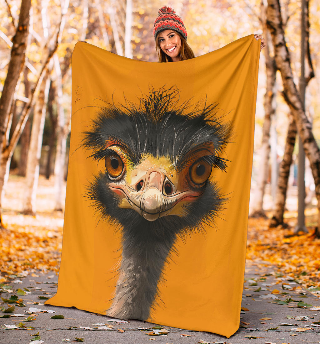 Ostrich Blanket, Trippy Psychedelics Ostrich Fleece Blanket, Ostrich Throw Blanket, Ostrich Gifts