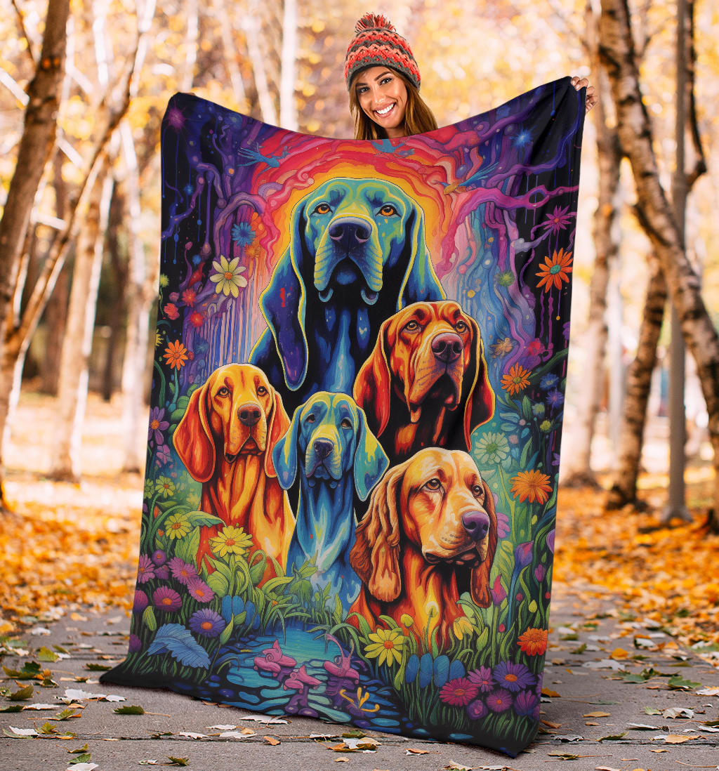 Bloodhound Blanket, Trippy Psychedelics Bloodhound Fleece Blanket, Bloodhound Throw Blanket, Bloodhound Gifts