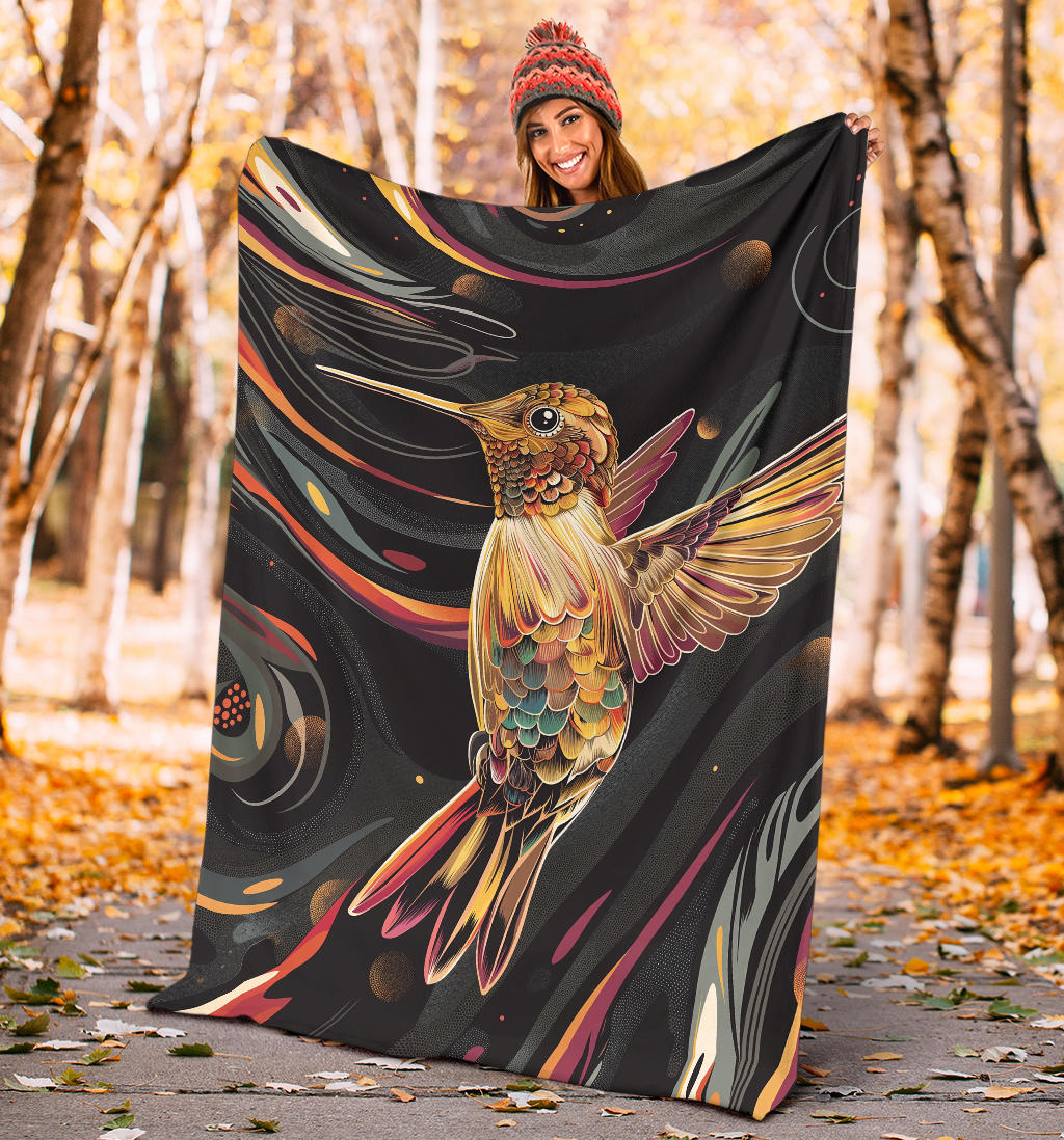 Hummingbird Blanket, Trippy Psychedelics Hummingbird Fleece Blanket, Hummingbird Throw Blanket, Hummingbird Gifts