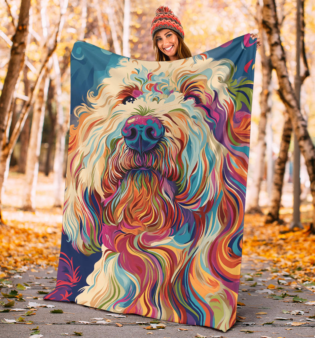 Komondor Dog Blanket, Trippy Psychedelics Komondor Dog Fleece Blanket, Komondor Dog Throw Blanket, Komondor Dog Gifts