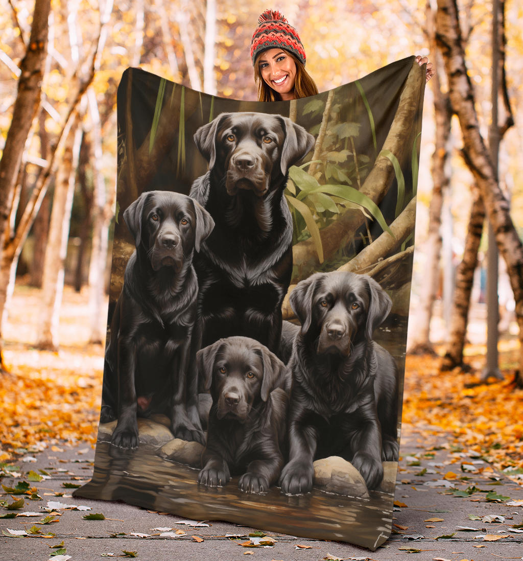 Labrador Retriever Family Blanket, Labrador Retriever Throw Blanket, Labrador Retriever Gifts, Labrador Retriever Fleece Blanket