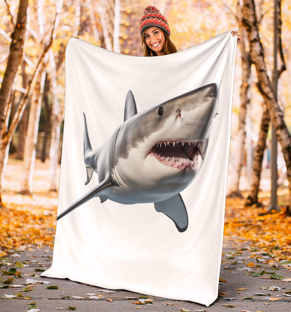 Great White Shark Blanket, Shark Throw Blanket, Shark Fleece Blanket, Shark Gifts, Custom Shark Blanket