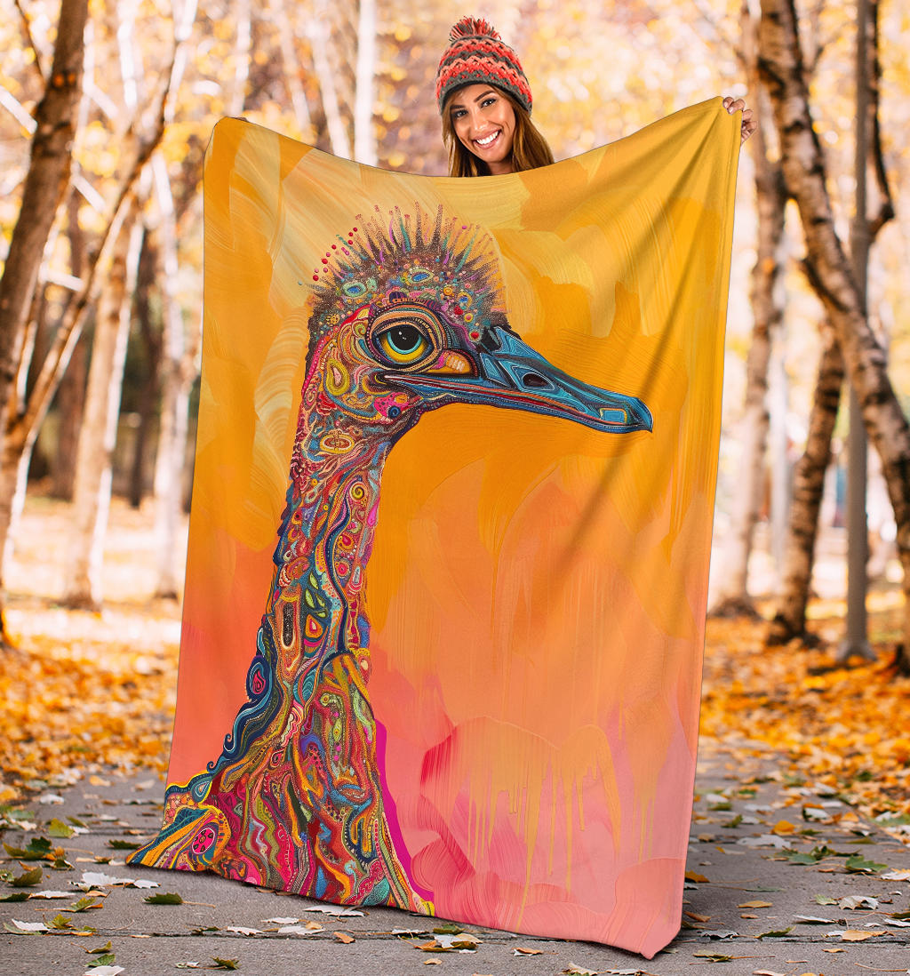 Emu Blanket, Trippy Psychedelics Emu Fleece Blanket, Emu Throw Blanket, Emu Gifts