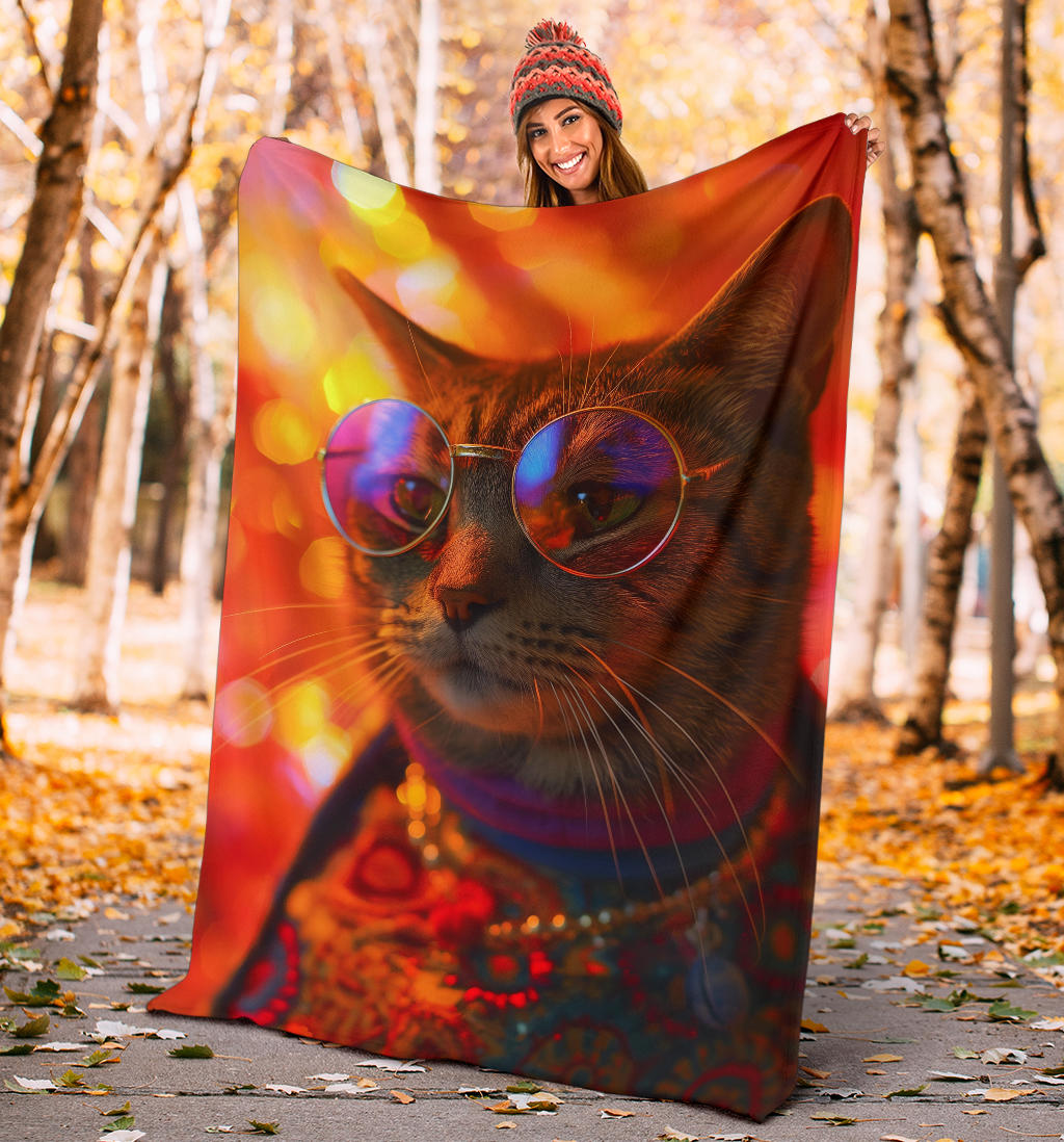 Pixie-bob Cat Blanket, Trippy Psychedelics Pixie-bob Cat Fleece Blanket, Pixie-bob Cat Throw Blanket, Pixie-bob Cat Gifts