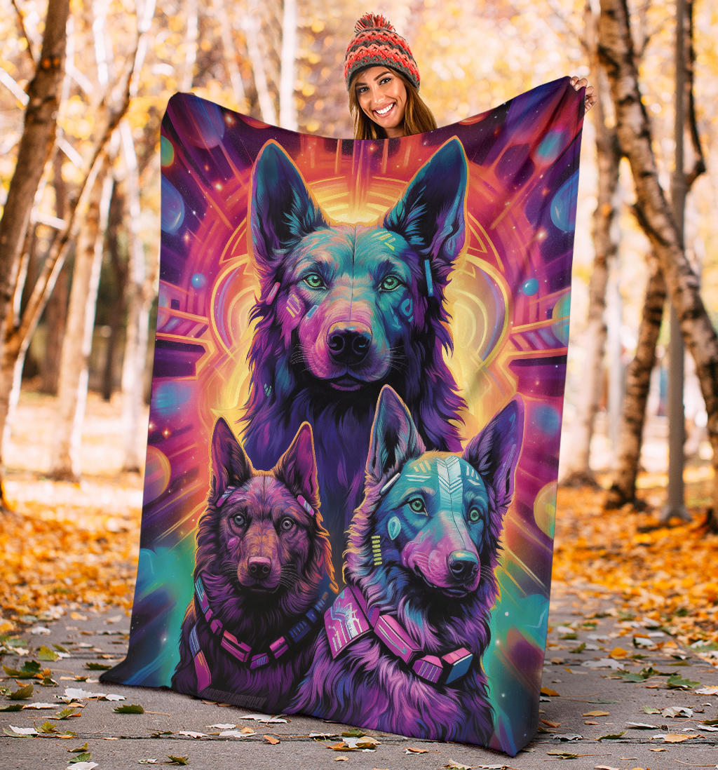 Dutch Shepherd Blanket, Trippy Psychedelics Dutch Shepherd Fleece Blanket, Dutch Shepherd Throw Blanket, Dutch Shepherd Gifts