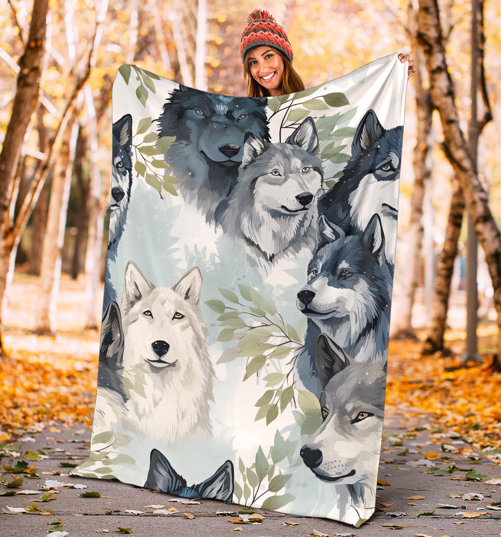 Wolf Faces Blanket