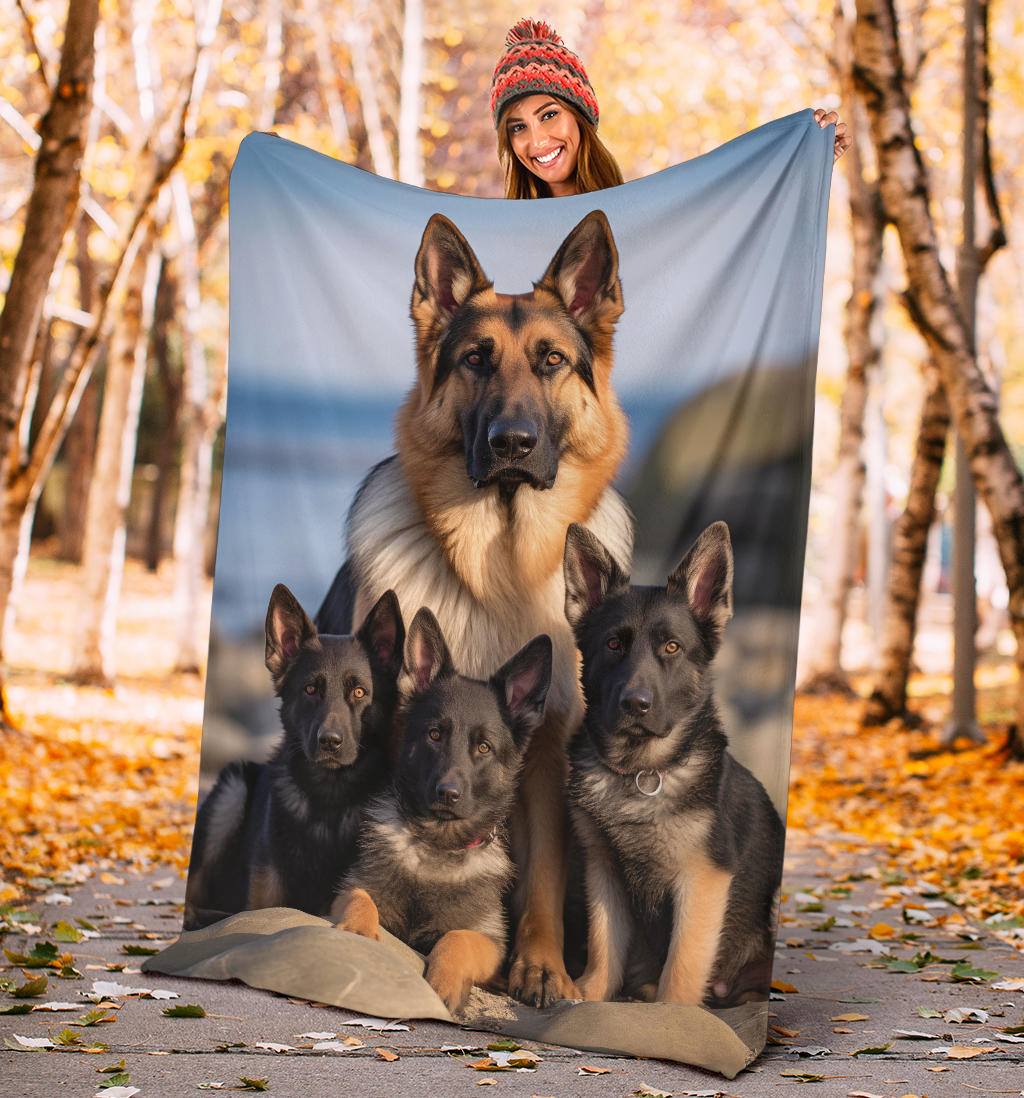 German Shepherd Family Blanket, German Shepherd Gifts, German Shepherd Throw Blanket, German Shepherd Fleece Blanket