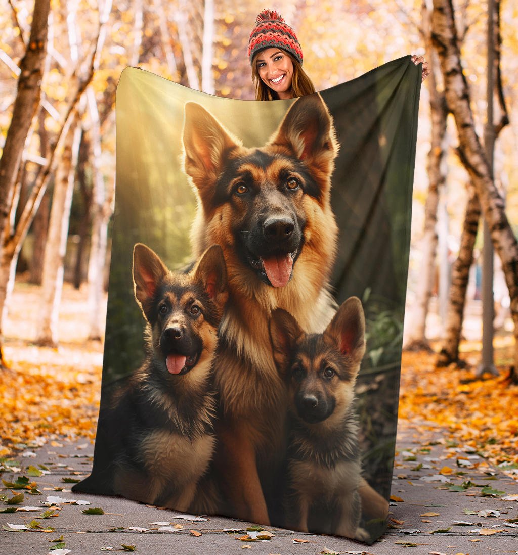 German Shepherd Family Blanket, German Shepherd Gifts, German Shepherd Throw Blanket, German Shepherd Fleece Blanket