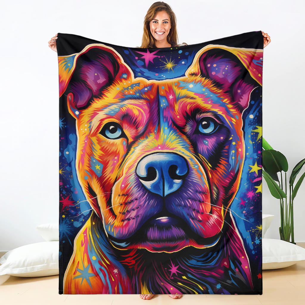 American Staffordshire Terrier Blanket, Trippy Psychedelics American Staffordshire Terrier Fleece Blanket, American Staffordshire Terrier Throw Blanket, American Staffordshire Terrier Gifts