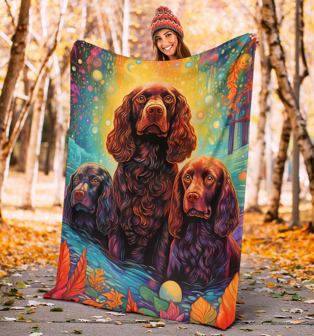 American Water Spaniel Blanket, Trippy Psychedelics American Water Spaniel Fleece Blanket, American Water Spaniel Throw Blanket, American Water Spaniel Gifts