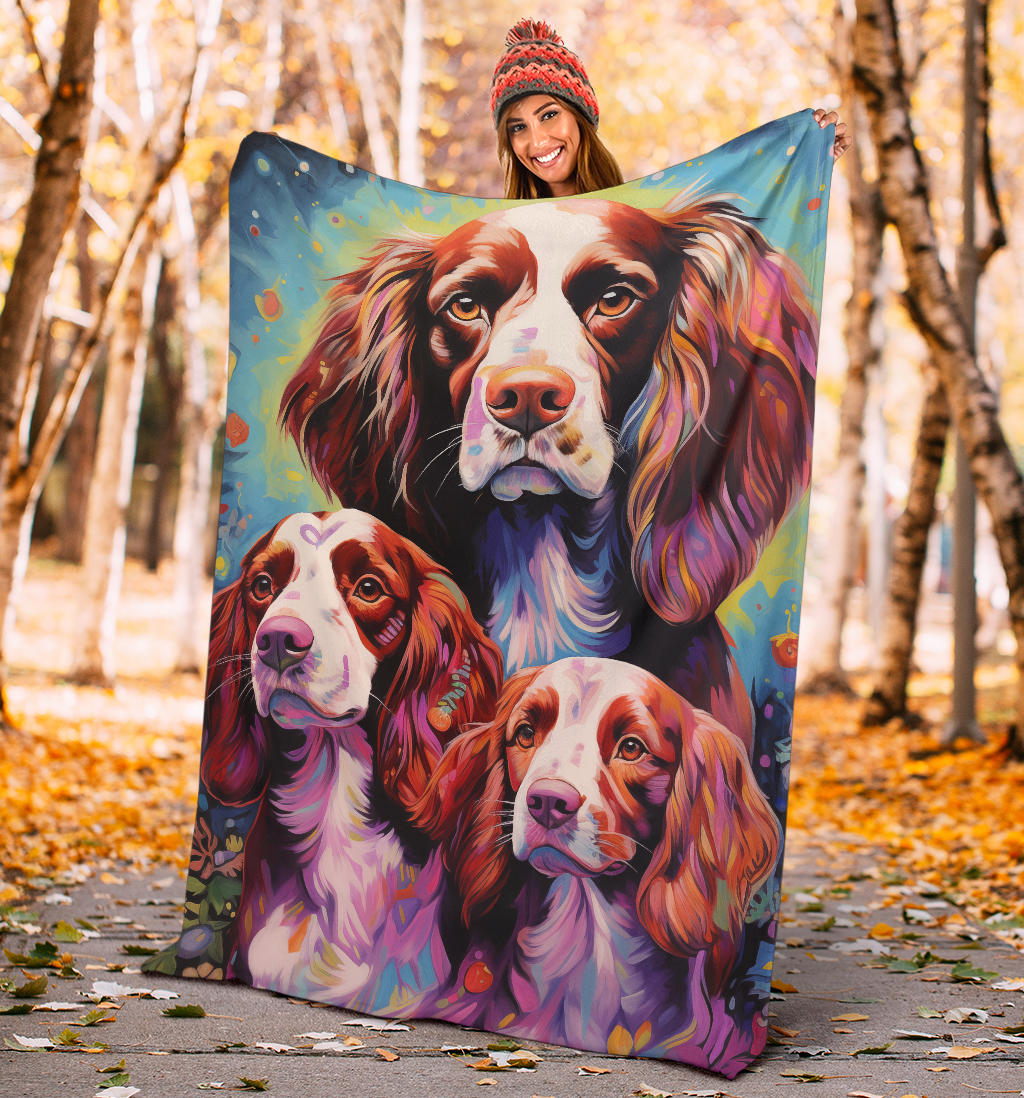 Welsh Springer Spaniel Blanket, Trippy Psychedelics Welsh Springer Spaniel Fleece Blanket, Welsh Springer Spaniel Throw Blanket, Welsh Springer Spaniel Gifts