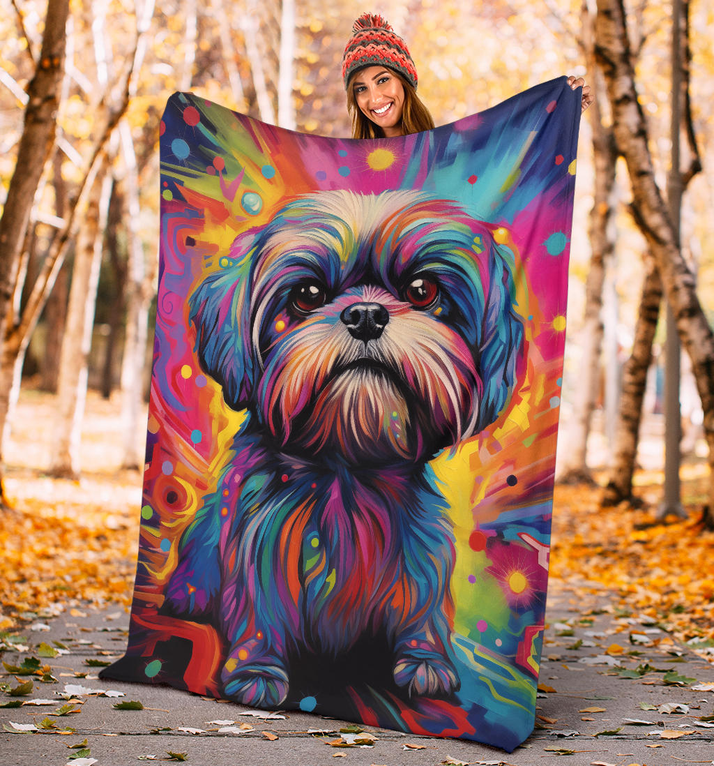 Shih Tzu Blanket, Shih Tzu Trippy Psychedelics Blanket, Shih Tzu Gifts, Shih Tzu Throw Blanket