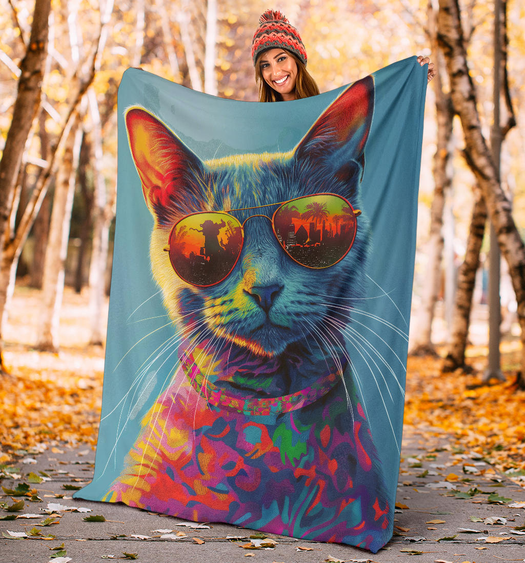 Korat cat Blanket, Trippy Psychedelics Korat cat Fleece Blanket, Korat cat Throw Blanket, Korat cat Gifts