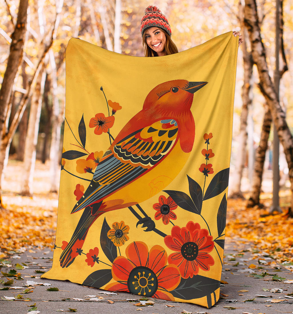 Finch bird Blanket, Trippy Psychedelics Finch bird Fleece Blanket, Finch bird Throw Blanket, Finch bird Gifts