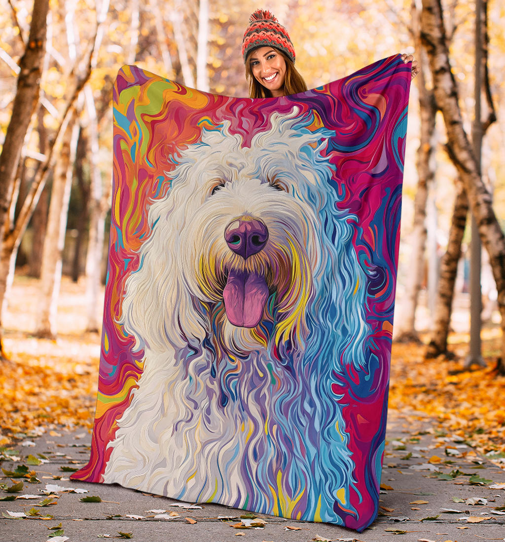 Komondor Dog Blanket, Trippy Psychedelics Komondor Dog Fleece Blanket, Komondor Dog Throw Blanket, Komondor Dog Gifts