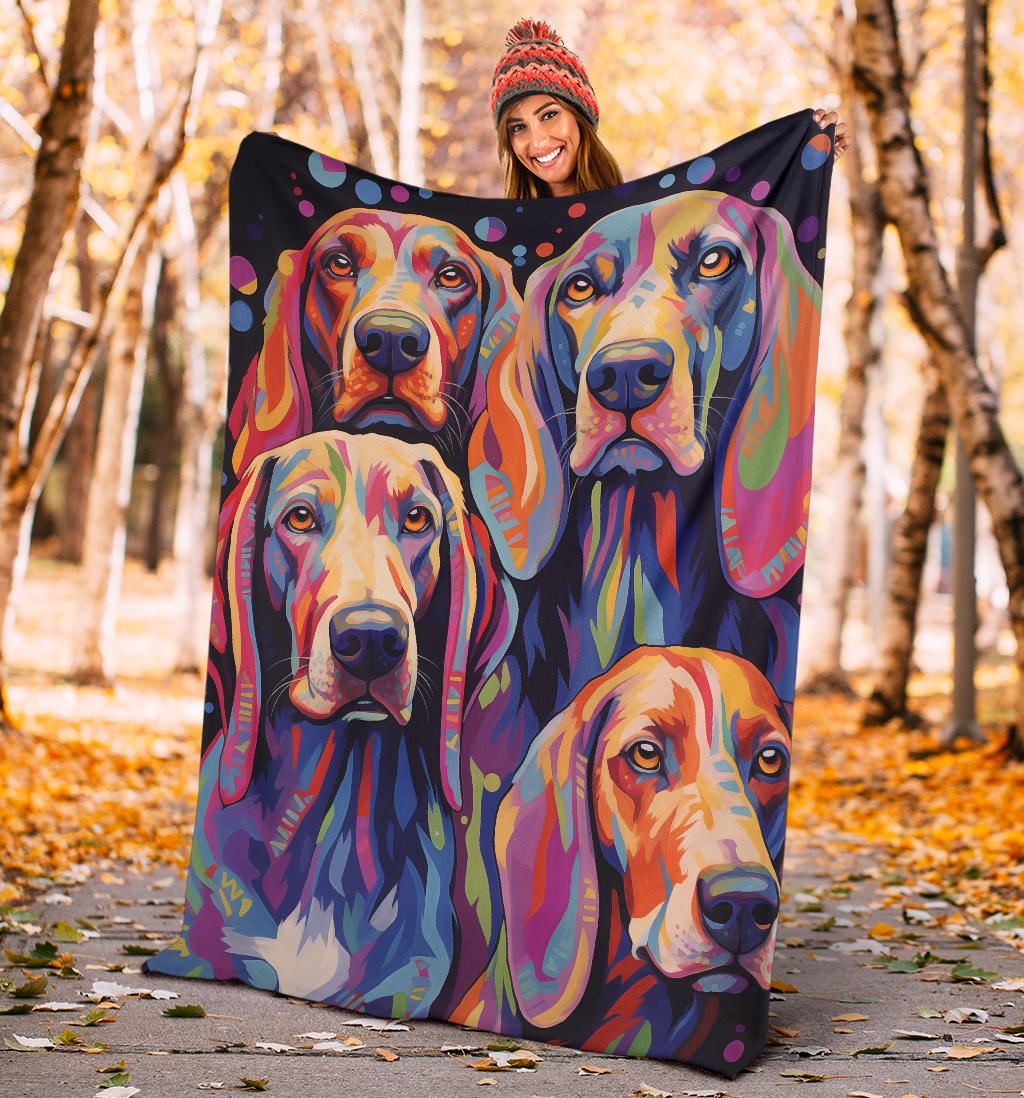 Treeing Walker Coonhound Blanket, Trippy Psychedelics Treeing Walker Coonhound Fleece Blanket, Treeing Walker Coonhound Throw Blanket, Treeing Walker Coonhound Gifts