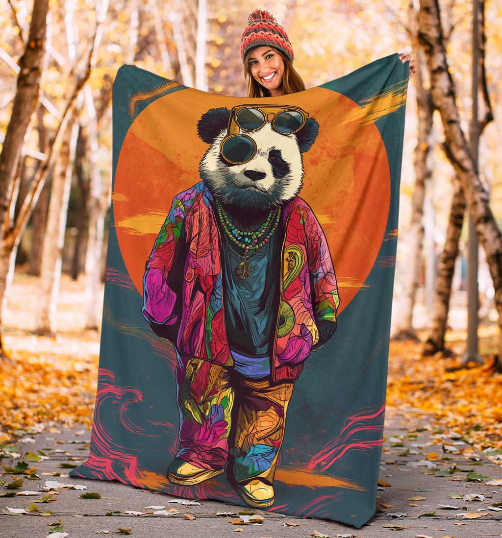 Panda Blanket, Trippy Psychedelics Panda Fleece Blanket, Panda Throw Blanket, Panda Gifts