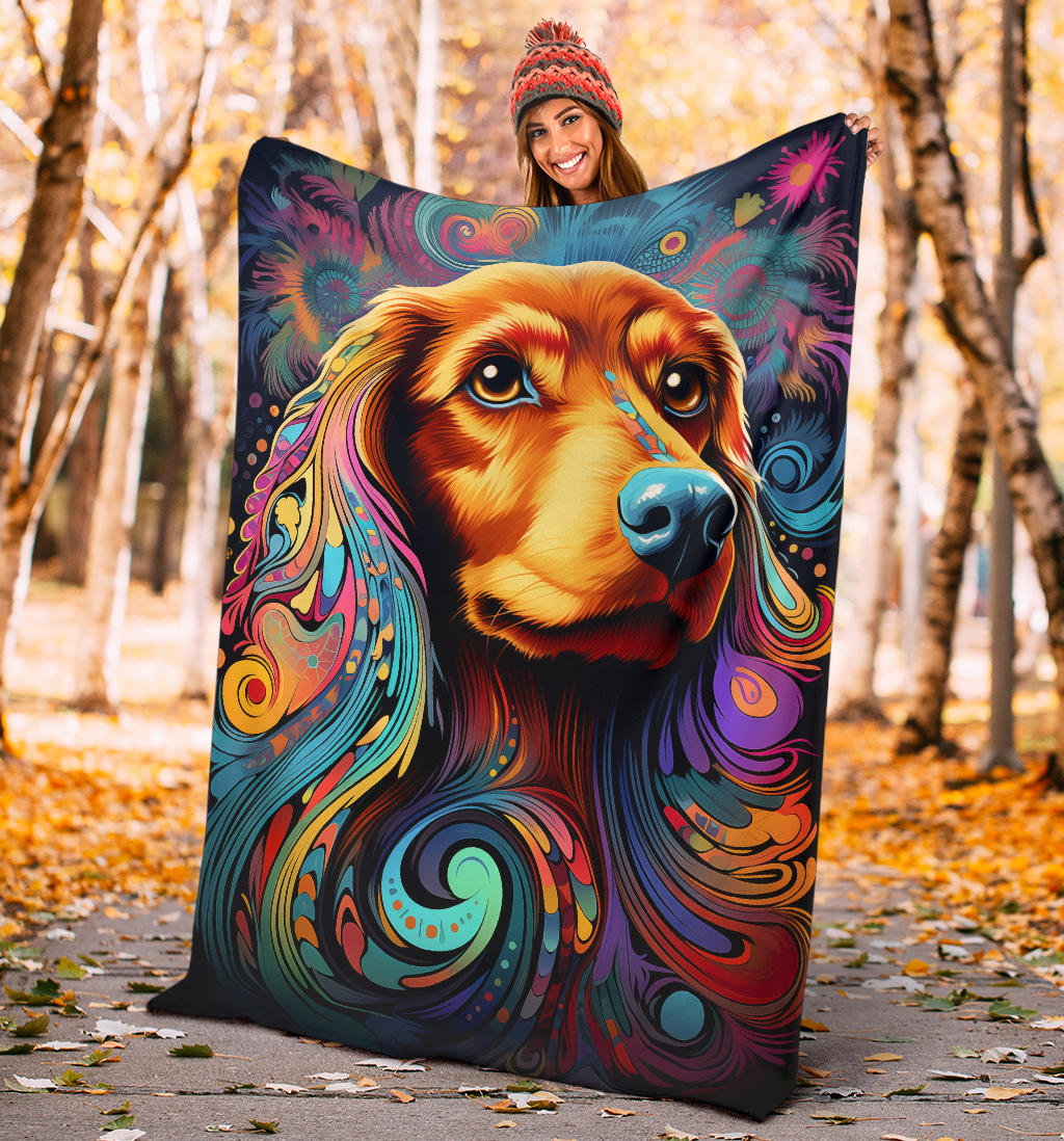 Trippy Psychedelics Dachshund Blanket, Dachshund Throw Blanket, Dachshund Fleece Blanket, Dachshund Gifts