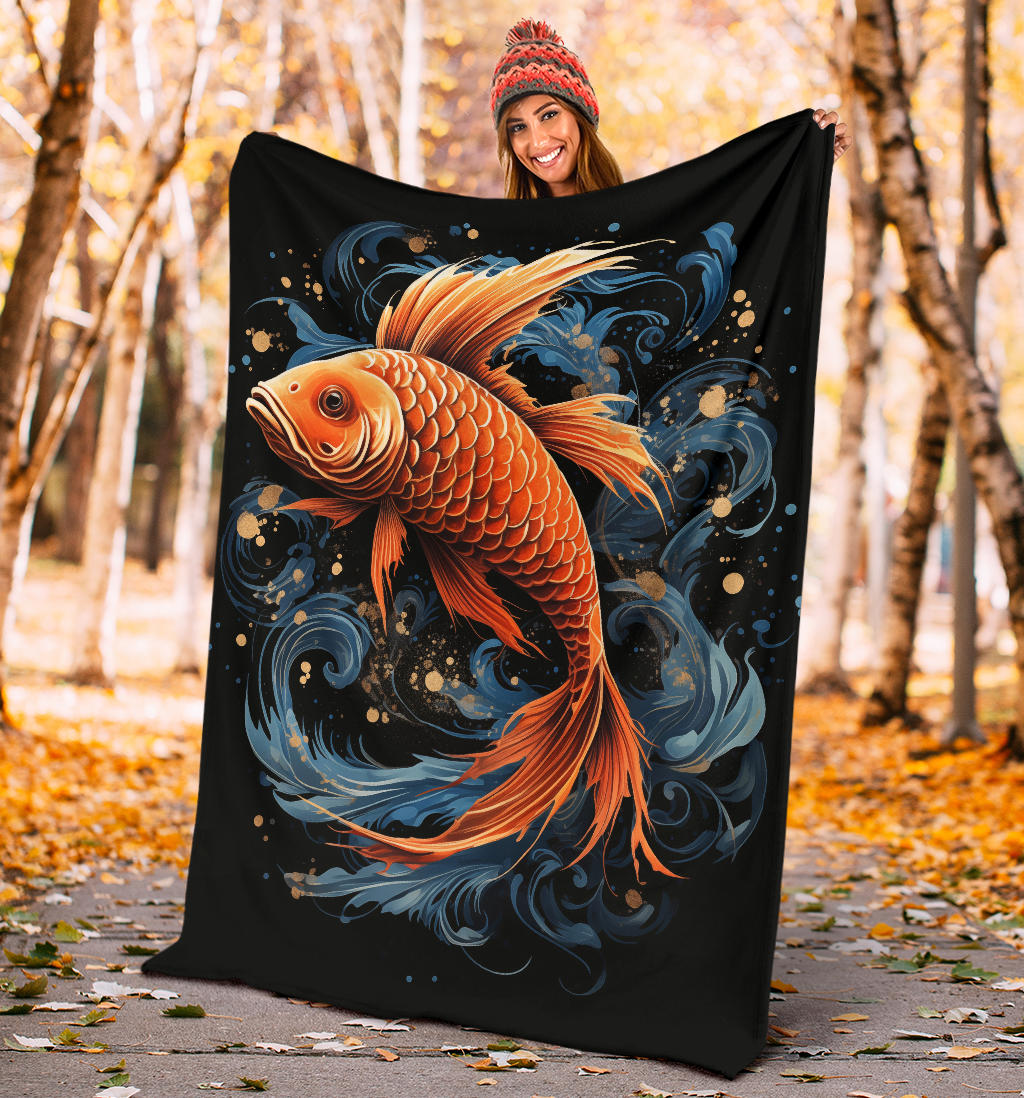 Fish Zodiac Blanket, Pisces Zodiac Gifts, Fish Zodiac Throw Blanket, Fish Zodiac Sign Fleece Blanket