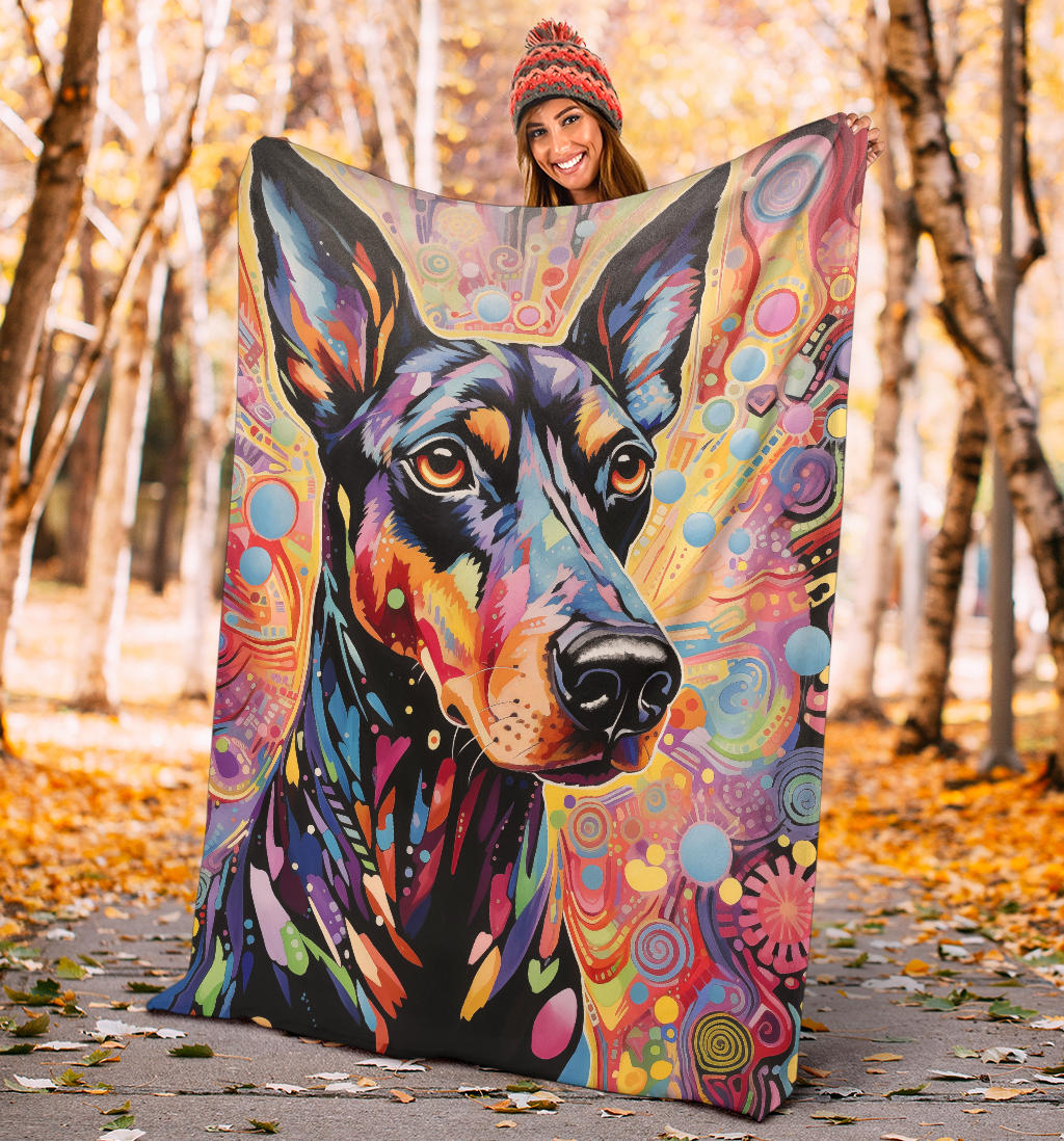 Trippy Psychedelics Doberman Pinscher Blanket, Doberman Pinscher Throw Blanket, Doberman Pinscher Fleece Blanket, Doberman Pinscher Gifts