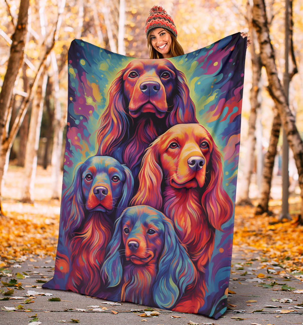 Sussex Spaniel Blanket, Trippy Psychedelics Sussex Spaniel Fleece Blanket, Sussex Spaniel Throw Blanket, Sussex Spaniel Gifts