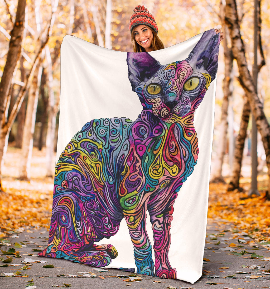 Devon Rex cat Blanket, Trippy Psychedelics Devon Rex cat Fleece Blanket, Devon Rex cat Throw Blanket, Devon Rex cat Gifts