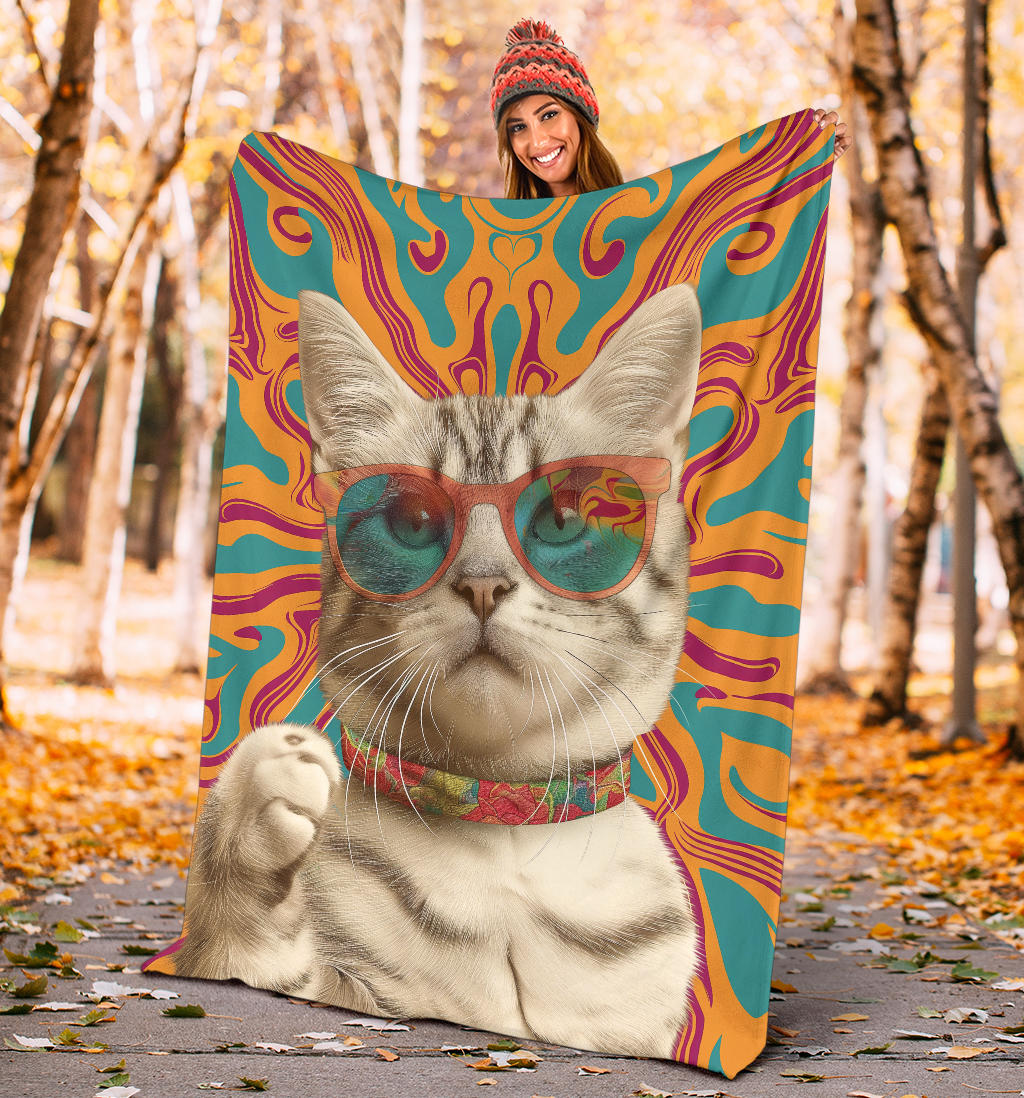 American Shorthair cat Blanket, Trippy Psychedelics American Shorthair cat Fleece Blanket, American Shorthair cat Throw Blanket, American Shorthair cat Gifts