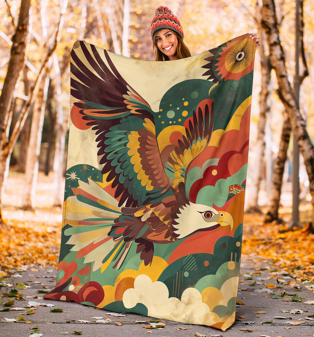 Eagle Blanket, Trippy Psychedelics Eagle Fleece Blanket, Eagle Throw Blanket, Eagle Gifts