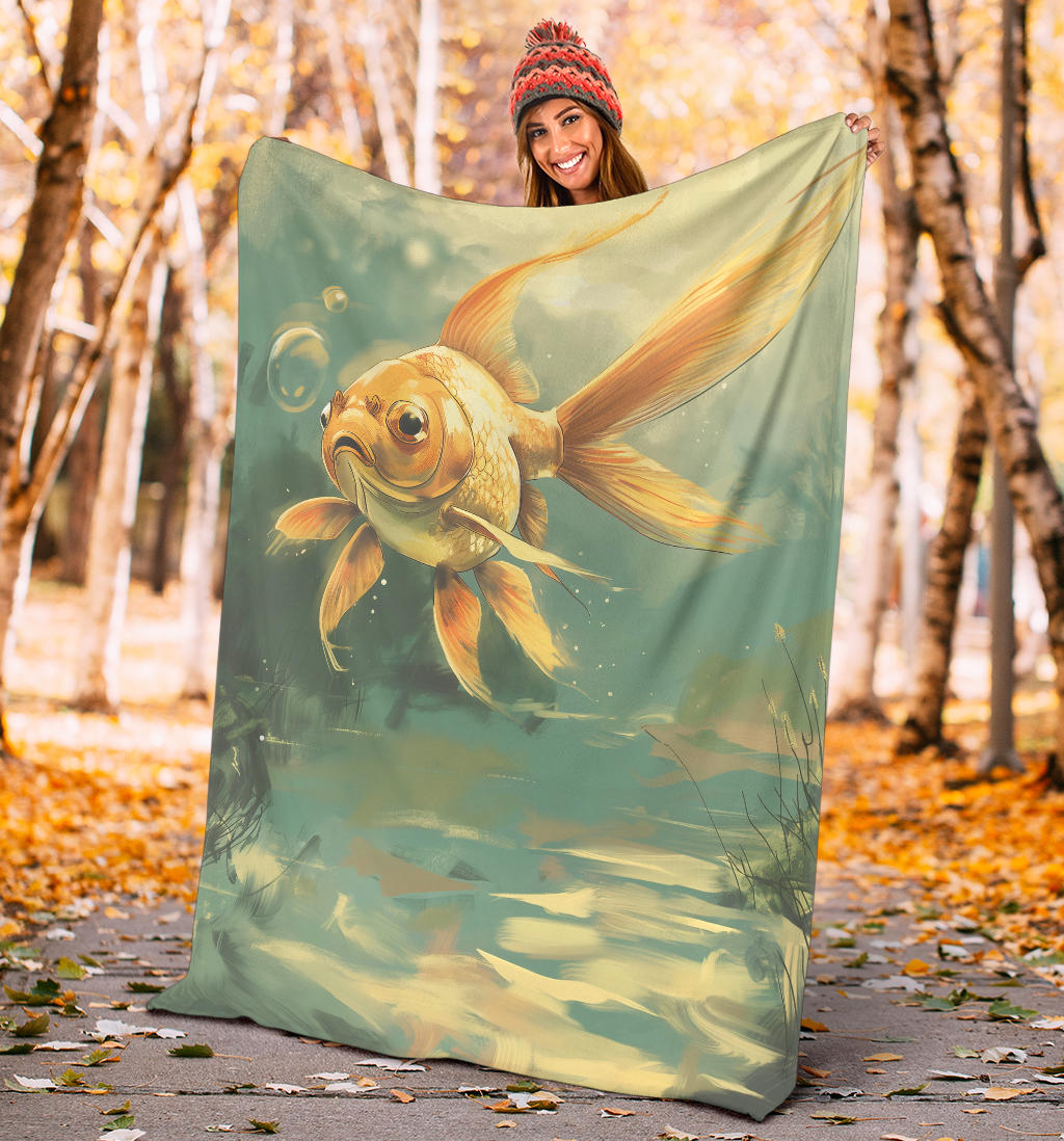 Goldfish Blanket, Trippy Psychedelics Goldfish Fleece Blanket, Goldfish Throw Blanket, Goldfish Gifts