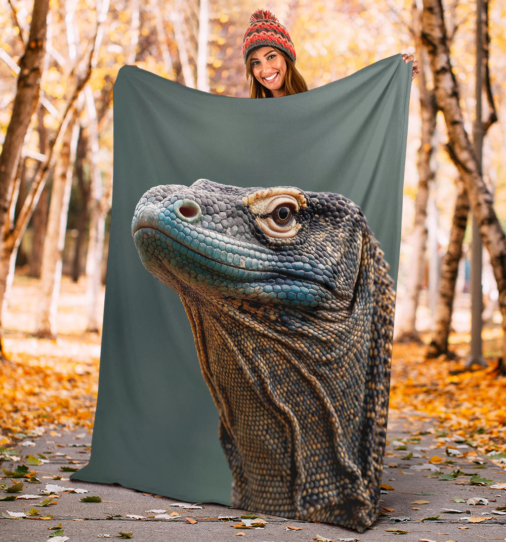 Komodo Dragon Blanket, Trippy Psychedelics Komodo Dragon Fleece Blanket, Komodo Dragon Throw Blanket, Komodo Dragon Gifts