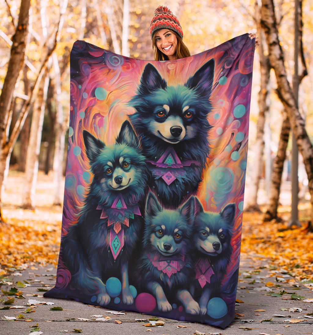 Schipperke Blanket, Trippy Psychedelics Schipperke Fleece Blanket, Schipperke Throw Blanket, Schipperke Gifts