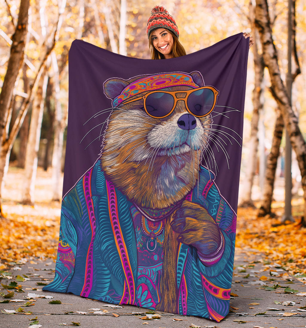 Otter Blanket, Trippy Psychedelics Otter Fleece Blanket, Otter Throw Blanket, Otter Gifts