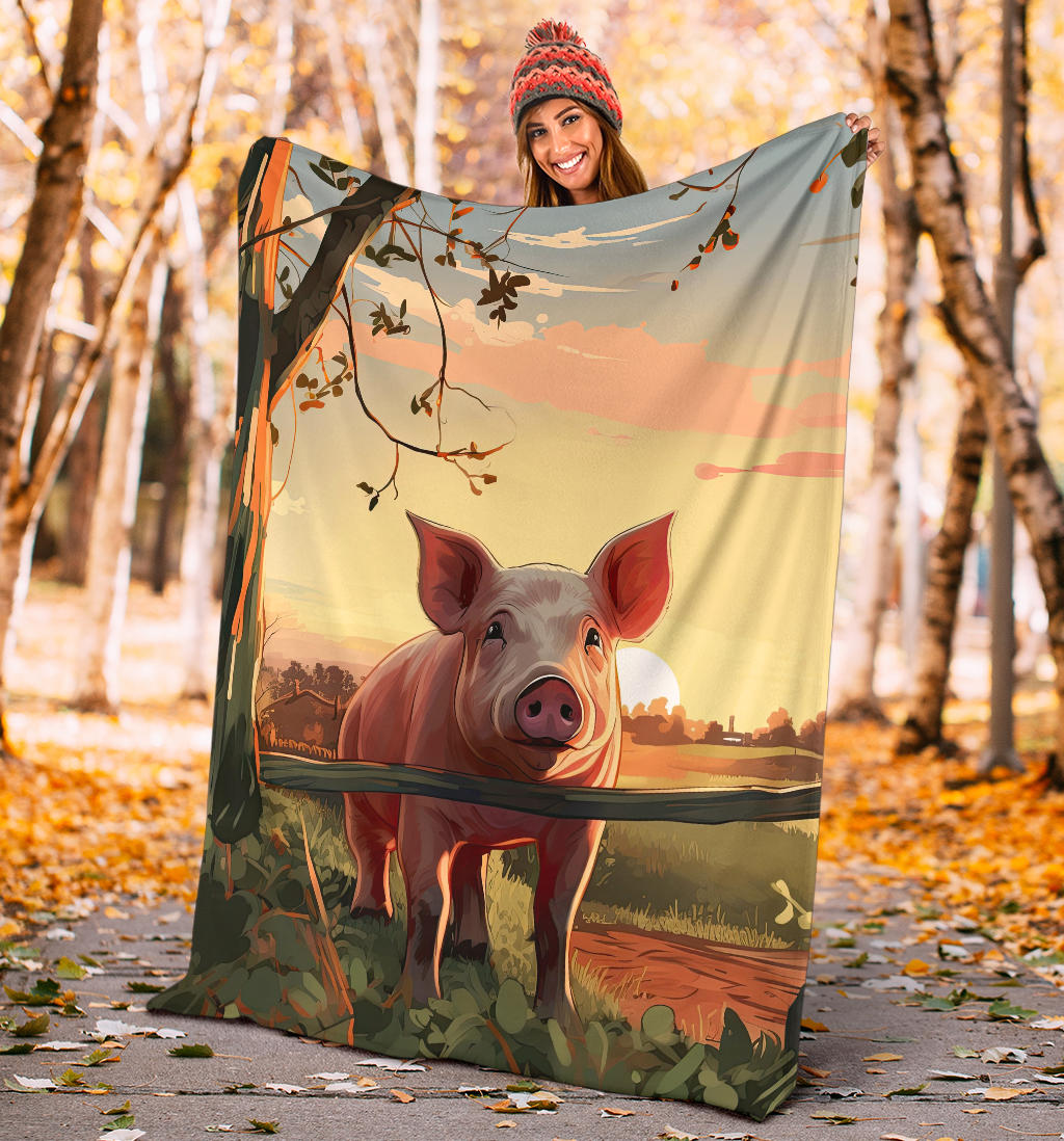 Pig Sunset Blanket