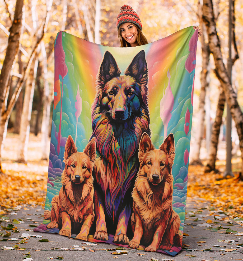 Belgian Tervuren Blanket, Trippy Psychedelics Belgian Tervuren Fleece Blanket, Belgian Tervuren Throw Blanket, Belgian Tervuren Gifts