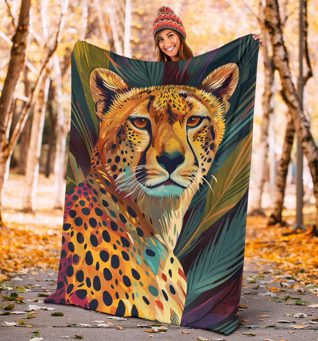 Cheetah Blanket, Trippy Psychedelics Cheetah Fleece Blanket, Cheetah Throw Blanket, Cheetah Gifts