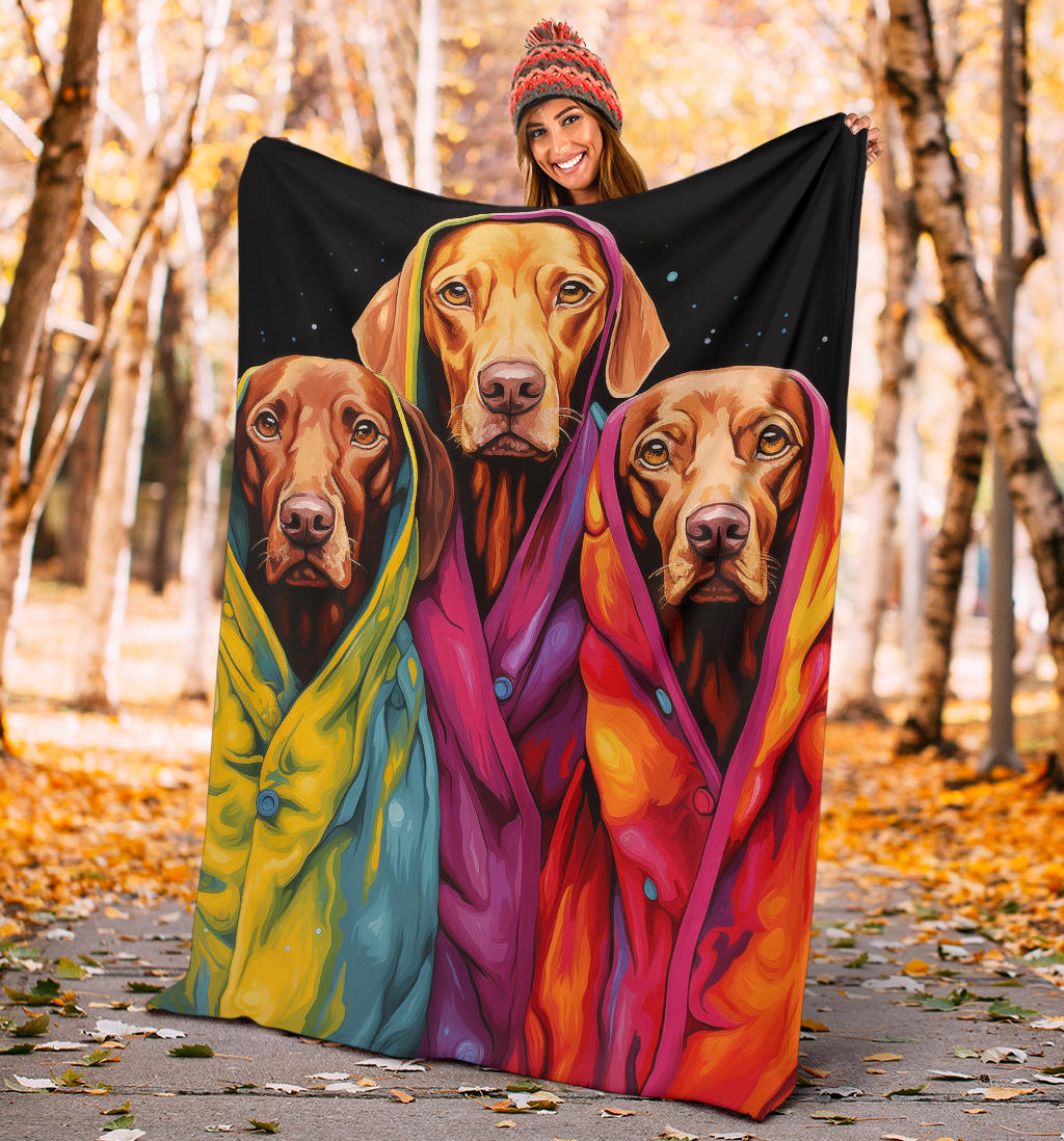 Vizsla Blanket, Trippy Psychedelics Vizsla Fleece Blanket, Vizsla Throw Blanket, Vizsla Gifts