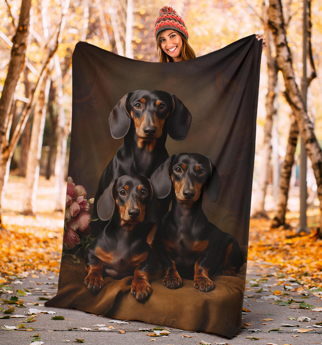 Dachshund Family Blanket, Dachshund Fleece Blanket, Dachshund Gifts, Dachshund Throw Blanket