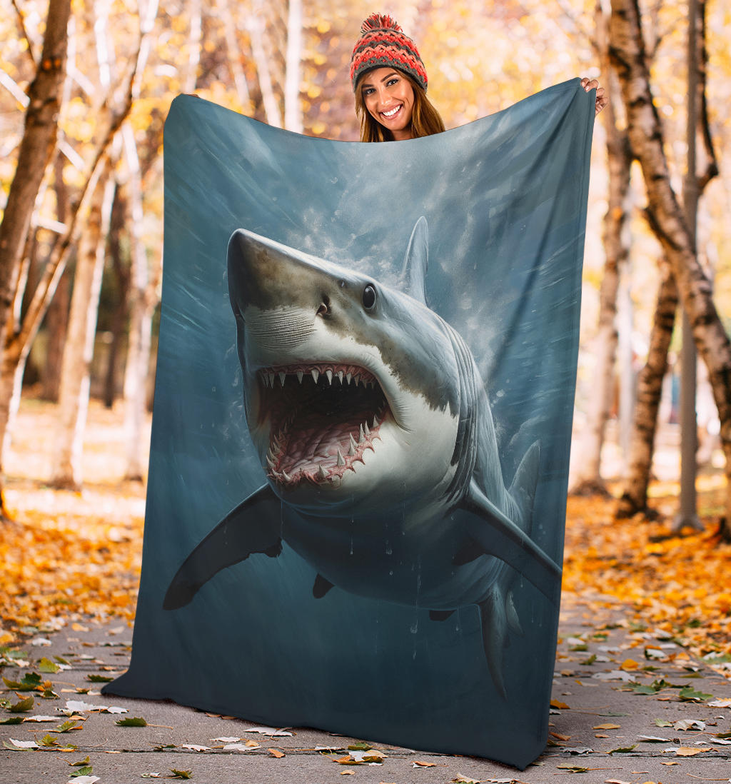 Great White Shark Blanket, Shark Throw Blanket, Shark Fleece Blanket, Shark Gifts, Custom Shark Blanket