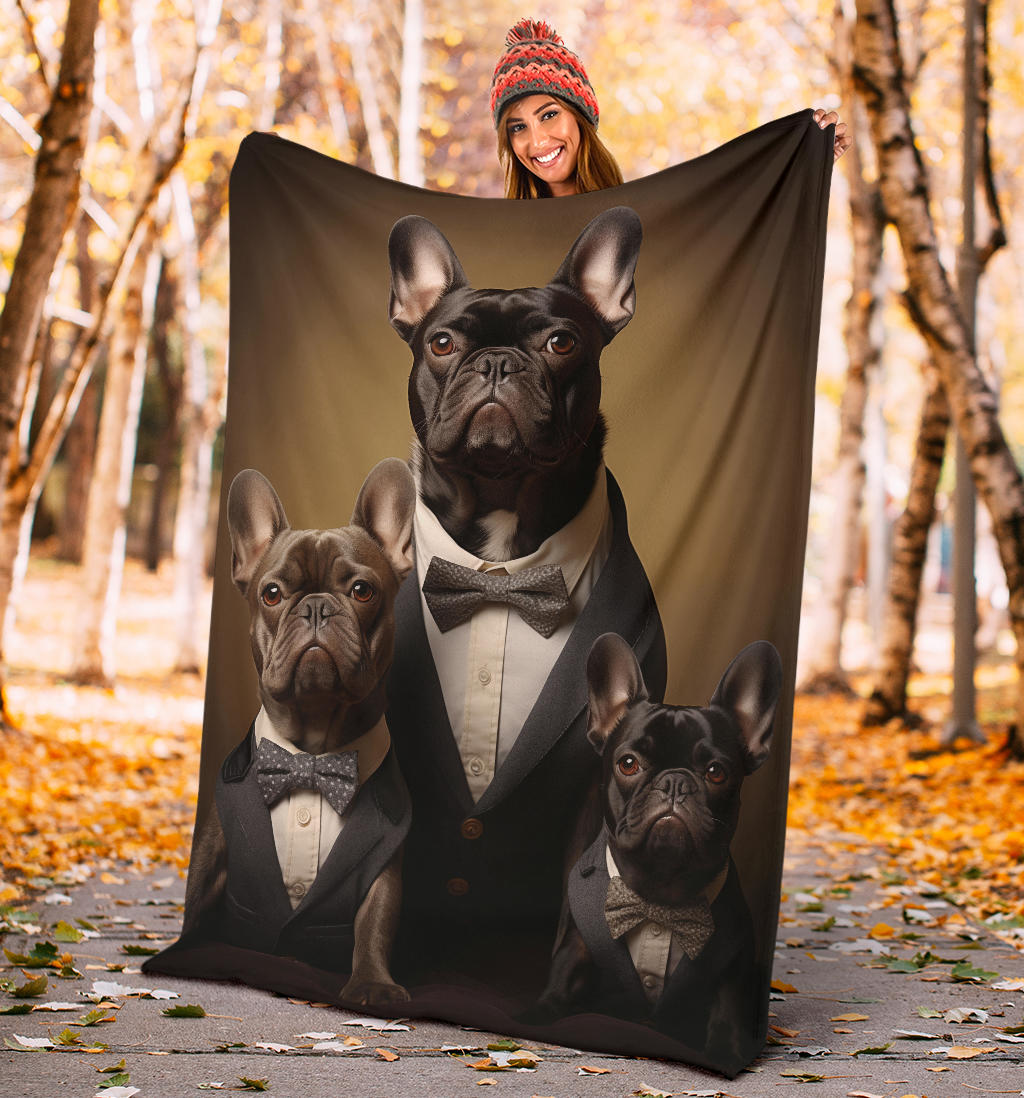 French Bulldog Family Blanket, French Bulldog Throw Blanket, French Bulldog Gifts, French Bulldog Fleece Blanket