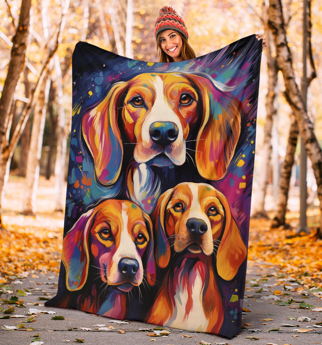 English Foxhound Blanket, Trippy Psychedelics English Foxhound Fleece Blanket, English Foxhound Throw Blanket, English Foxhound Gifts