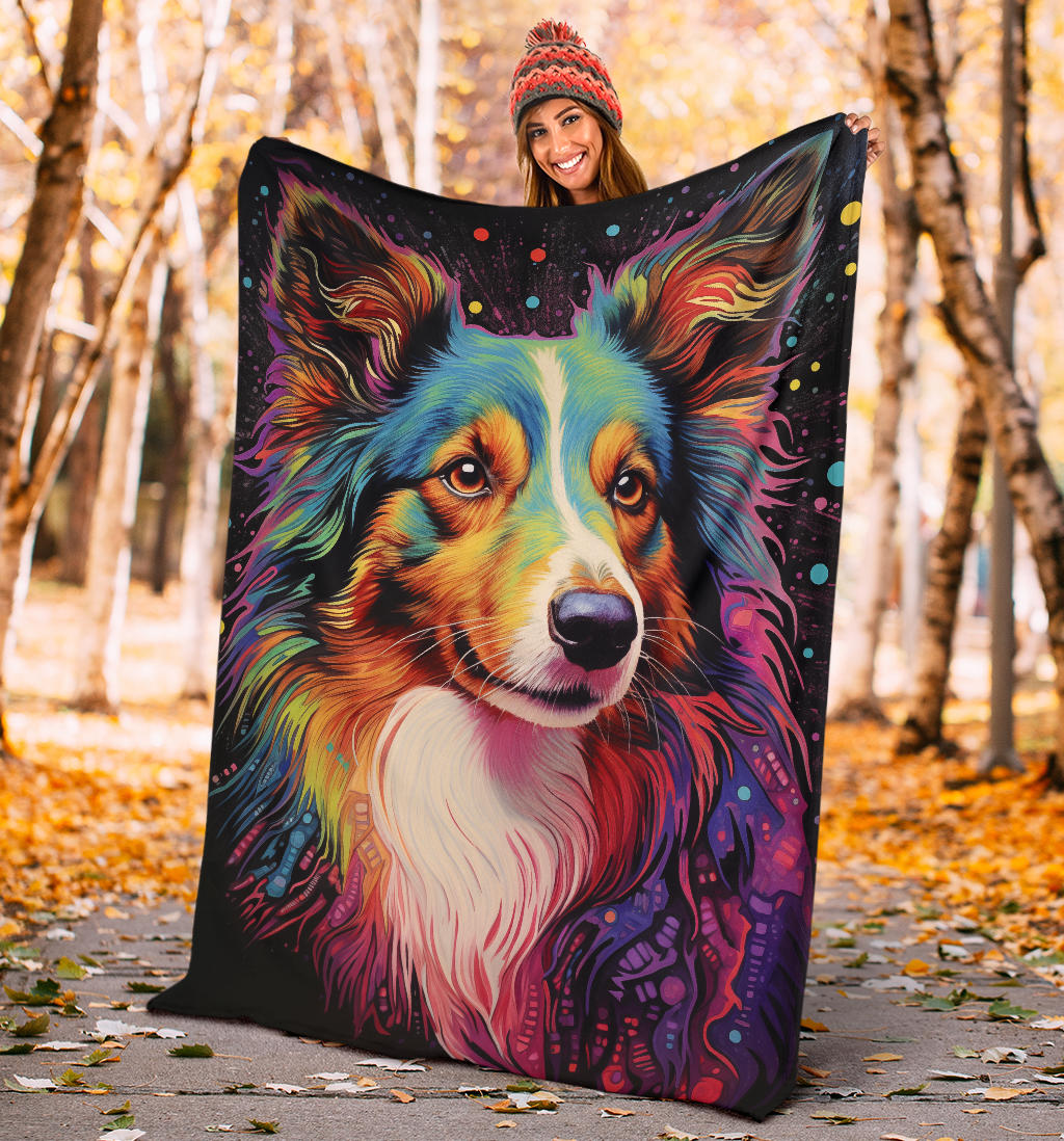 Shetland Sheepdog Blanket, Shetland Sheepdog Fleece Blanket, Shetland Sheepdog Trippy Psychedelics Throw Blanket, Shetland Sheepdog Gifts