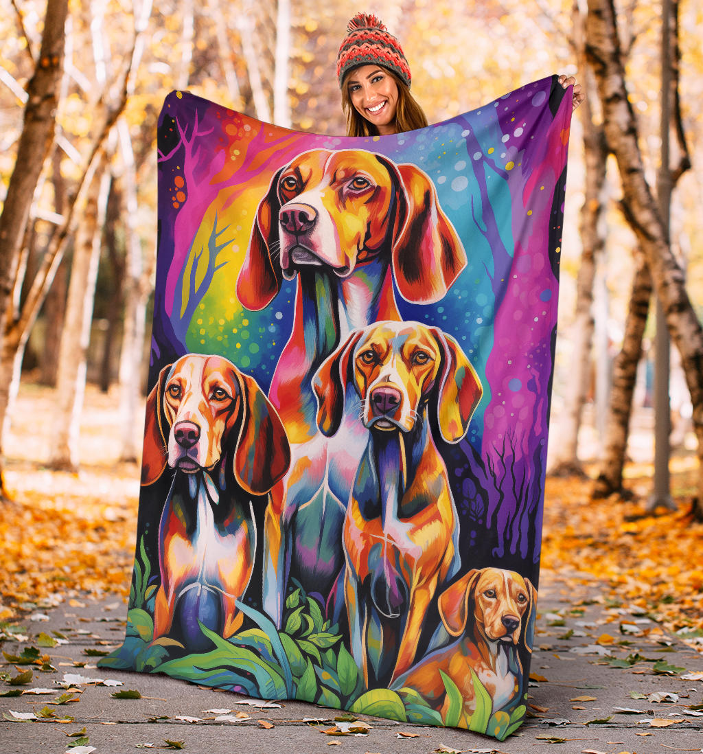 Treeing Walker Coonhound Blanket, Trippy Psychedelics Treeing Walker Coonhound Fleece Blanket, Treeing Walker Coonhound Throw Blanket, Treeing Walker Coonhound Gifts