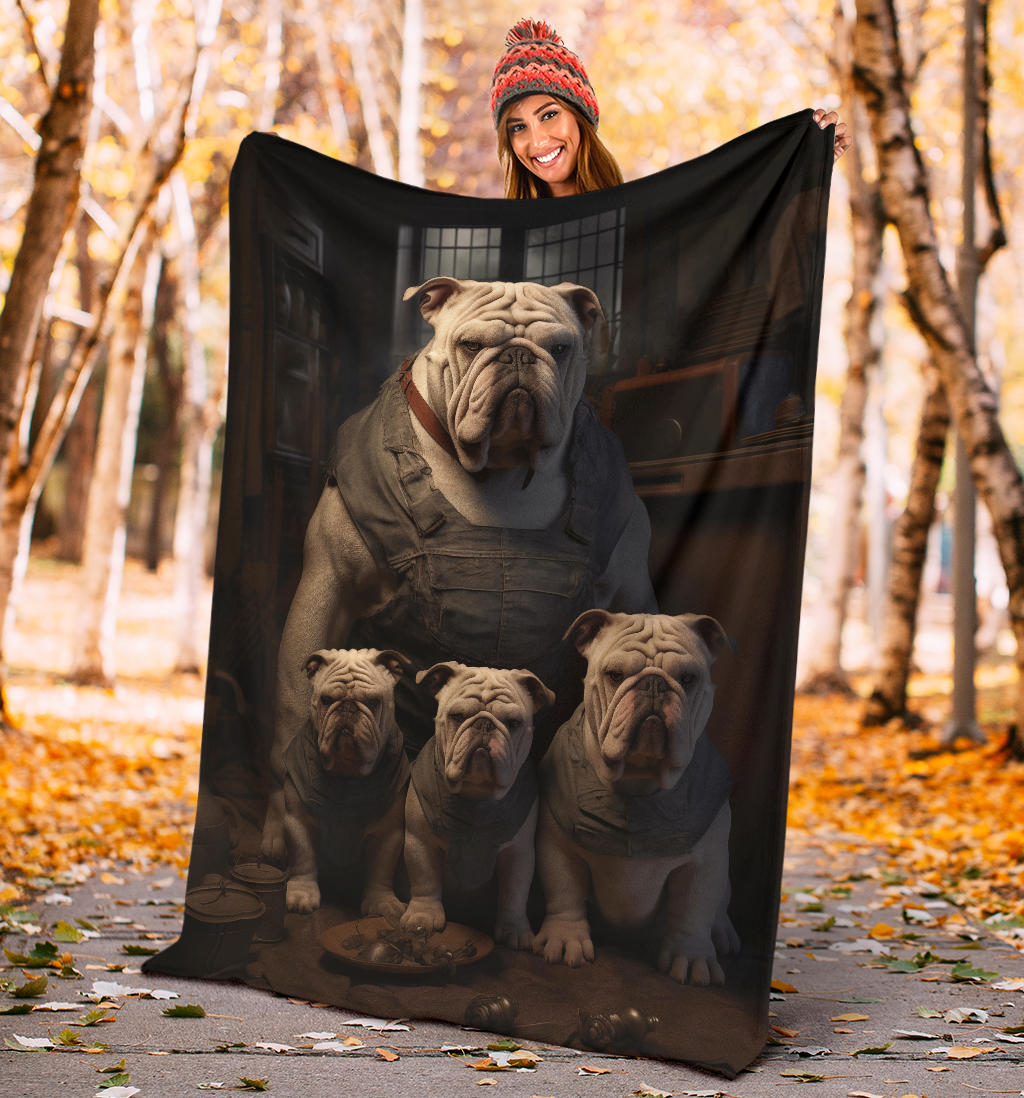 Bulldog Family Blanket, Bulldog Gifts, Bulldog Blanket, Bulldog Throw Blanket