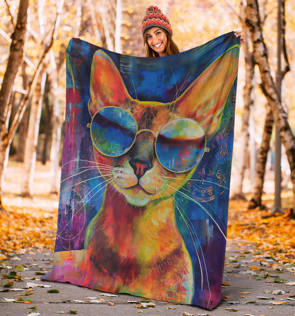 Abyssinian cat Blanket, Trippy Psychedelics Abyssinian cat Fleece Blanket, Abyssinian cat Throw Blanket, Abyssinian cat Gifts