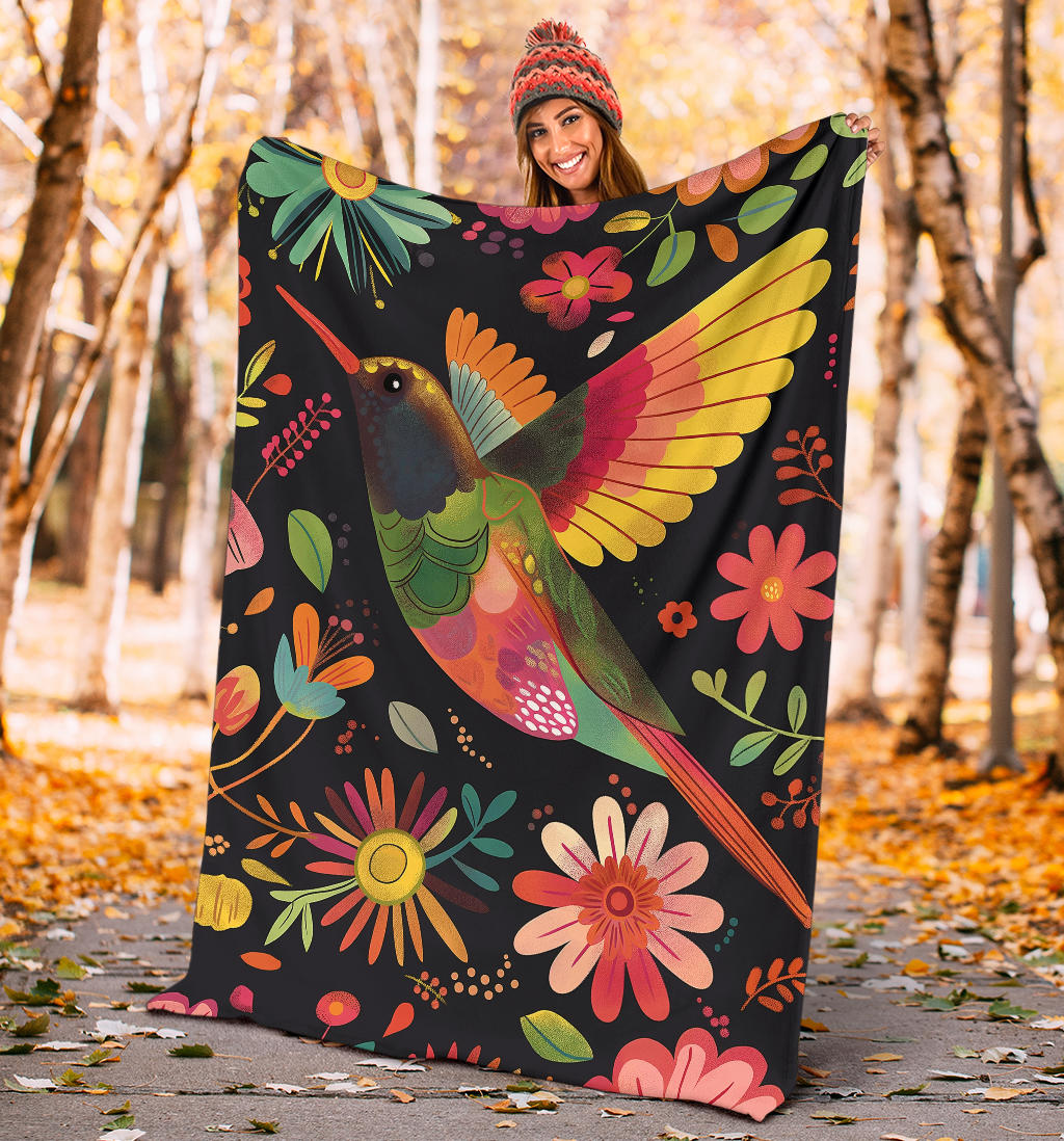 Hummingbird Blanket, Trippy Psychedelics Hummingbird Fleece Blanket, Hummingbird Throw Blanket, Hummingbird Gifts