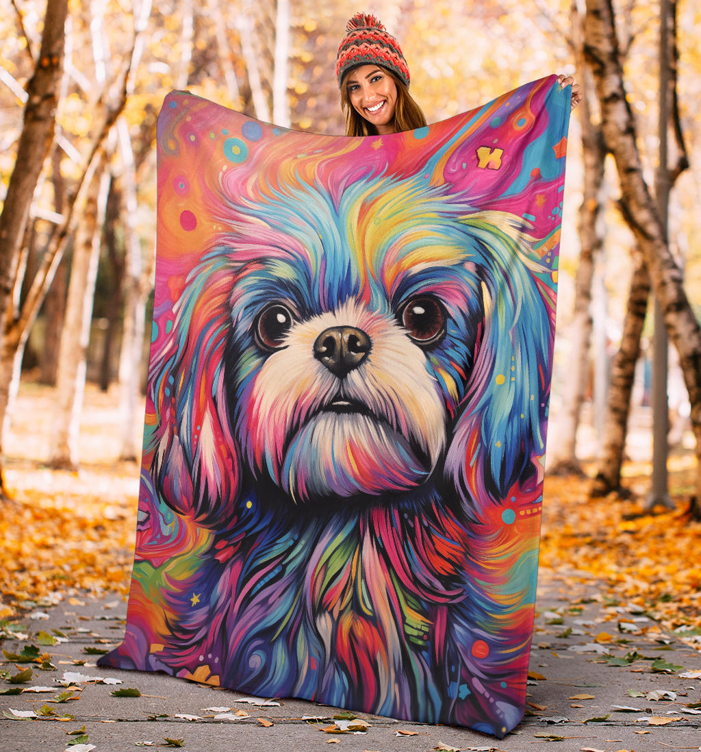 Shih Tzu Blanket, Shih Tzu Trippy Psychedelics Blanket, Shih Tzu Gifts, Shih Tzu Throw Blanket